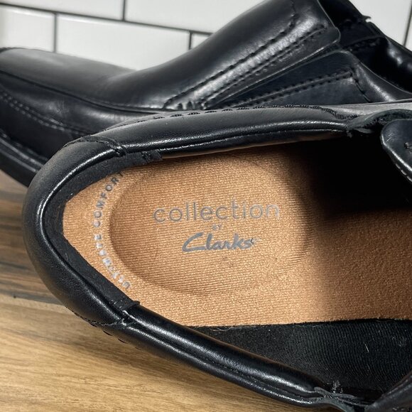 Clarks Kempton Free Shoes Mens Size 9 Wide Black Leather Casual Loafer - Picture 11 of 13